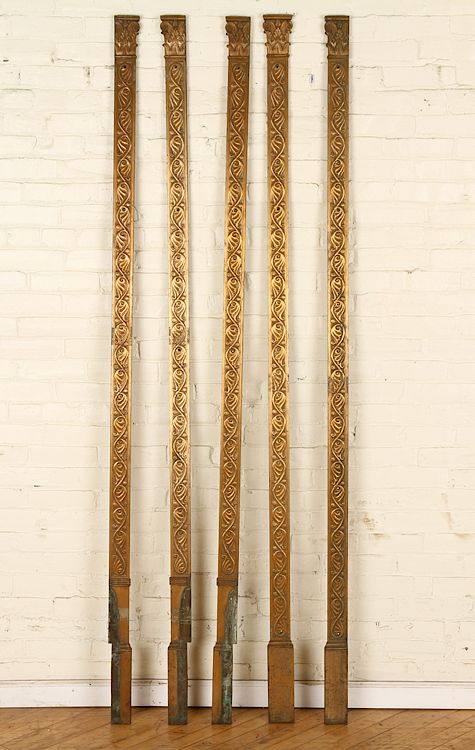 Appraisal: FIVE BRONZE ARCHITECTURAL PILASTERS CIRCA A lot of five bronze