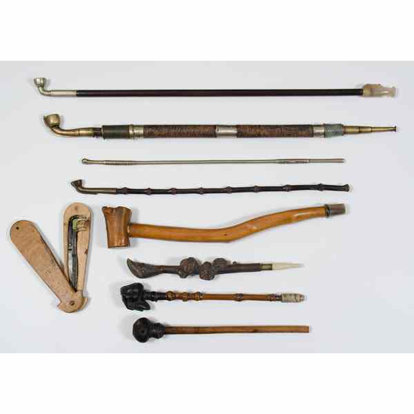 Appraisal: Asian Pipes Plus Asian An assembled group of eight pipes