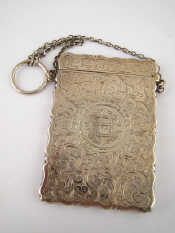 Appraisal: A late Victorian silver card case engraved overall with scrolling