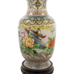 Appraisal: A Chinese Export Cloisonn Enamel Vase th Century Height inches