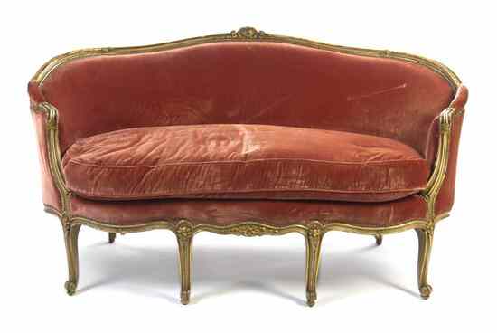 Appraisal: A Louis XVI Style Giltwood Canape having a rounded crest