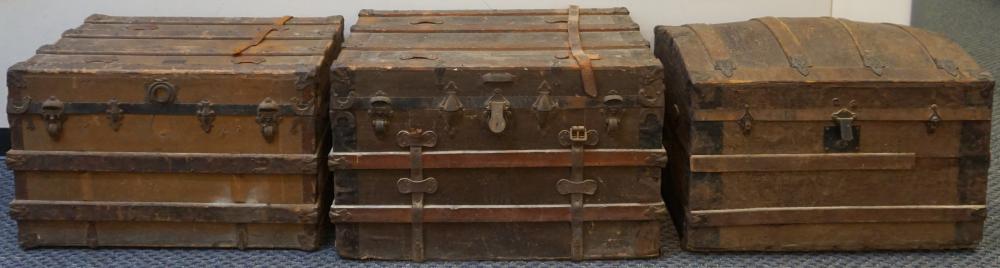 Appraisal: Three Metal Mounted Wood Storage Chests W of each approx