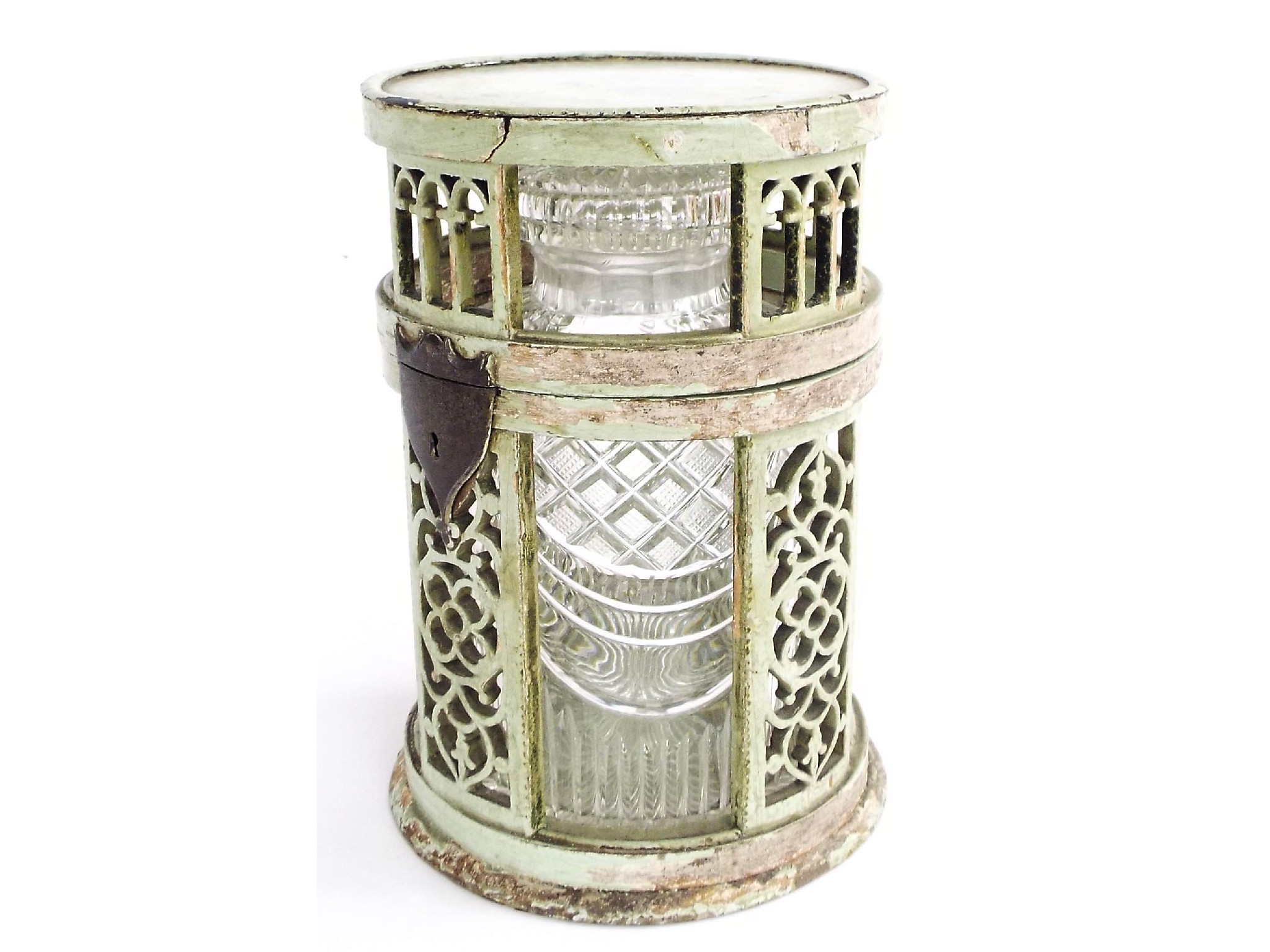 Appraisal: Interesting tole ware painted caddy stand the hinged lid enclosing