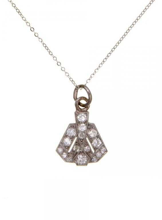 Appraisal: A DIAMOND PENDANT millegrain set adapted from another article platinum