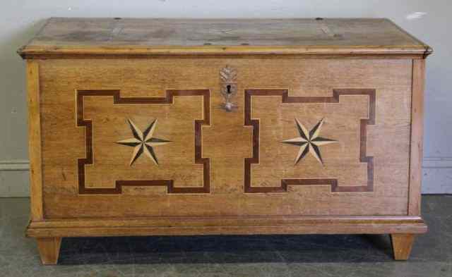 Appraisal: Antique English Lift Top Chest With multi-wood inlay From a