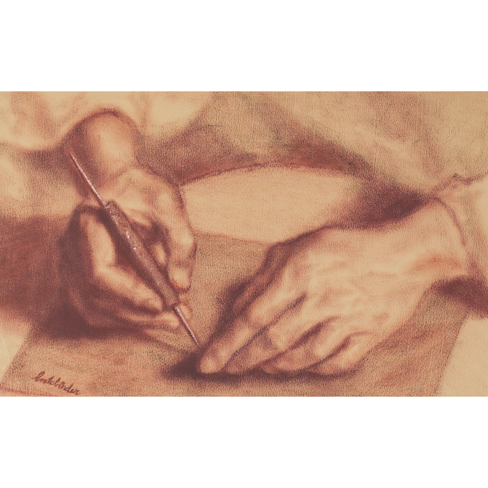 Appraisal: Jack Bookbinder American - ''Etcher's Hands '' c charcoal ''