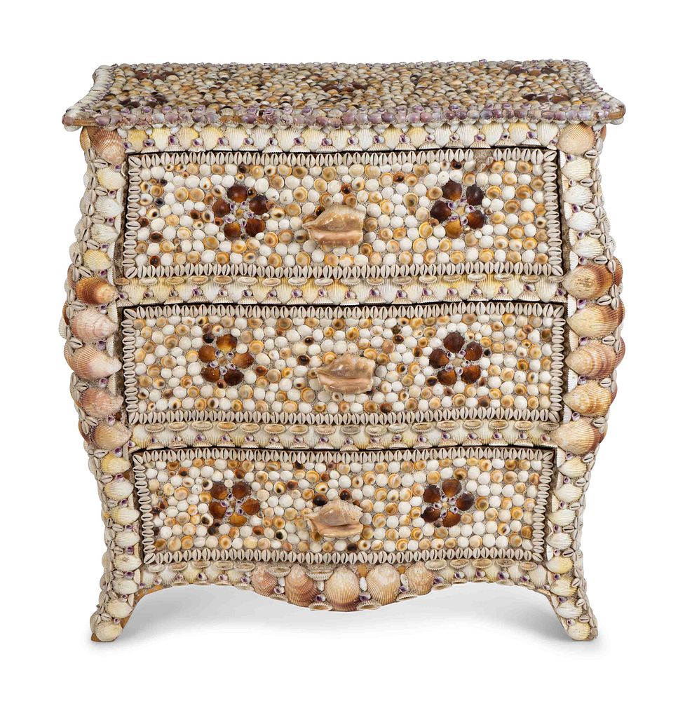 Appraisal: A Contemporary Shell-Encrusted Chest of Drawers Height inches A Contemporary