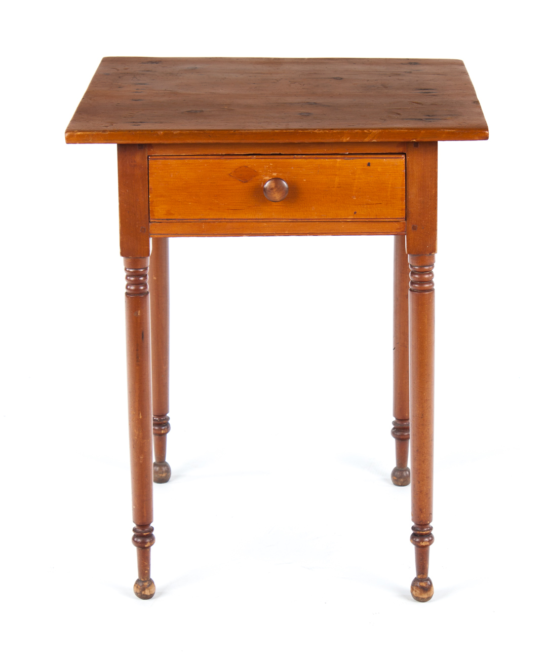 Appraisal: Late Federal pine one-drawer stand Pennsylvania circa flat top with