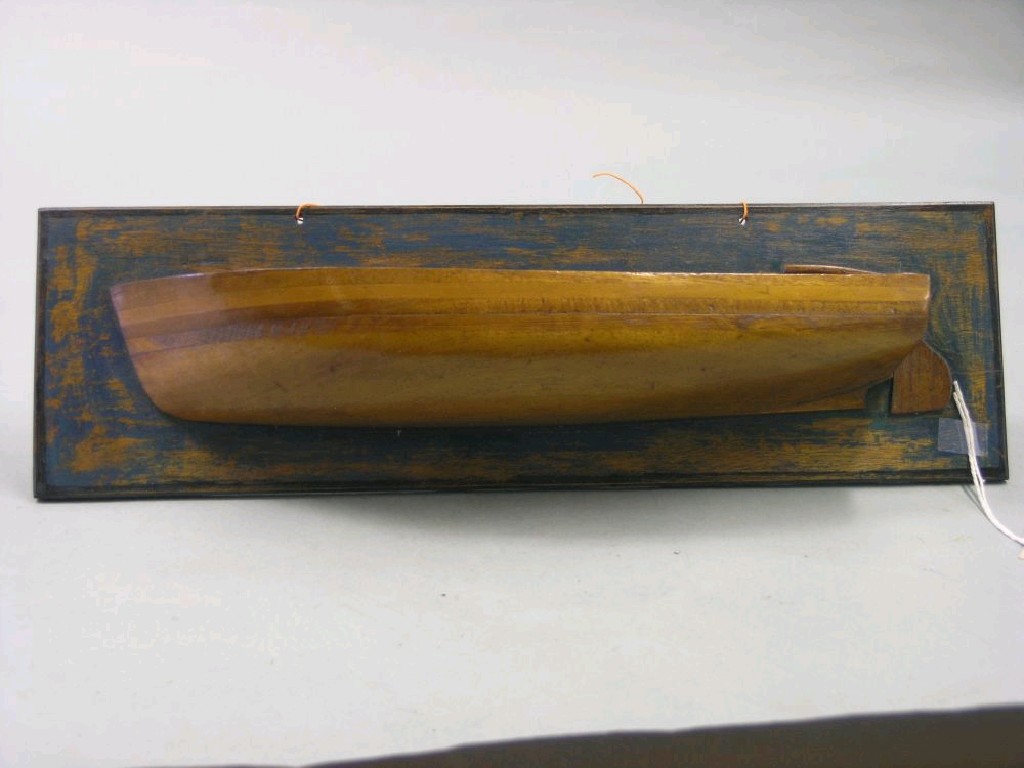 Appraisal: A th century ship-builder's half-block boat model laminated hull with