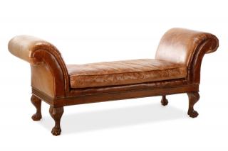 Appraisal: Ralph Lauren Home Brown Leather Window Bench Ralph Lauren Home