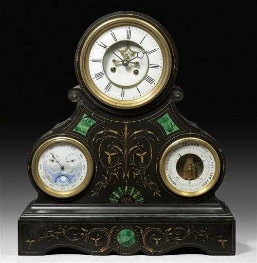 Appraisal: LARGE MANTEL CLOCK WITH DIALS Revival style France end of