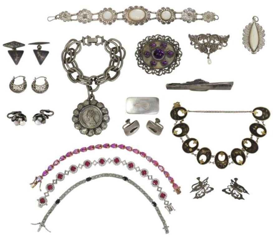 Appraisal: lot Sterling silver and other costume jewelry highlights include pieces