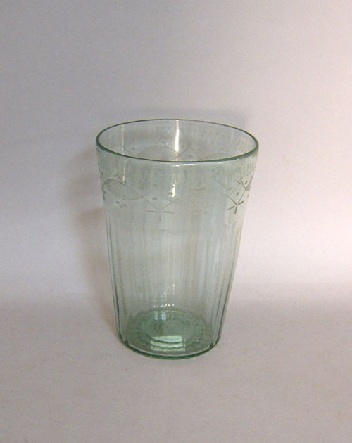 Appraisal: Etched slip glass h th c