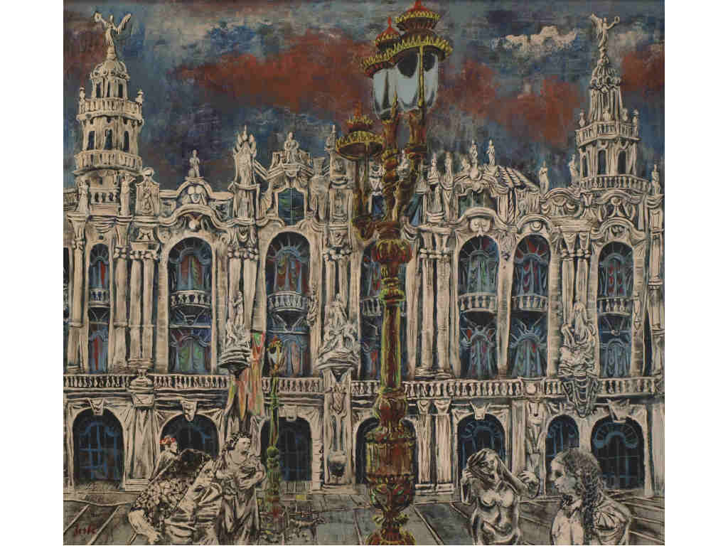 Appraisal: Karl Zerbe German MA - Spanish Facade encaustic on canvas