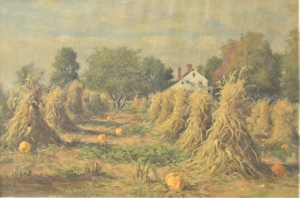 Appraisal: Daniel F Wentworth American - Autumn Haystacks oil on canvas