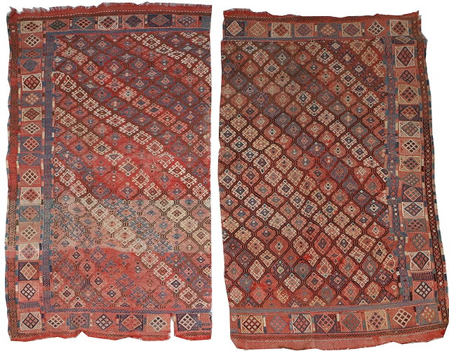 Appraisal: A CAUCASIAN FLAT WEAVE COVER made in two sections with