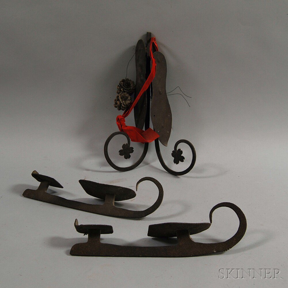 Appraisal: Two Pairs of Wrought Iron Ice Skates America late th