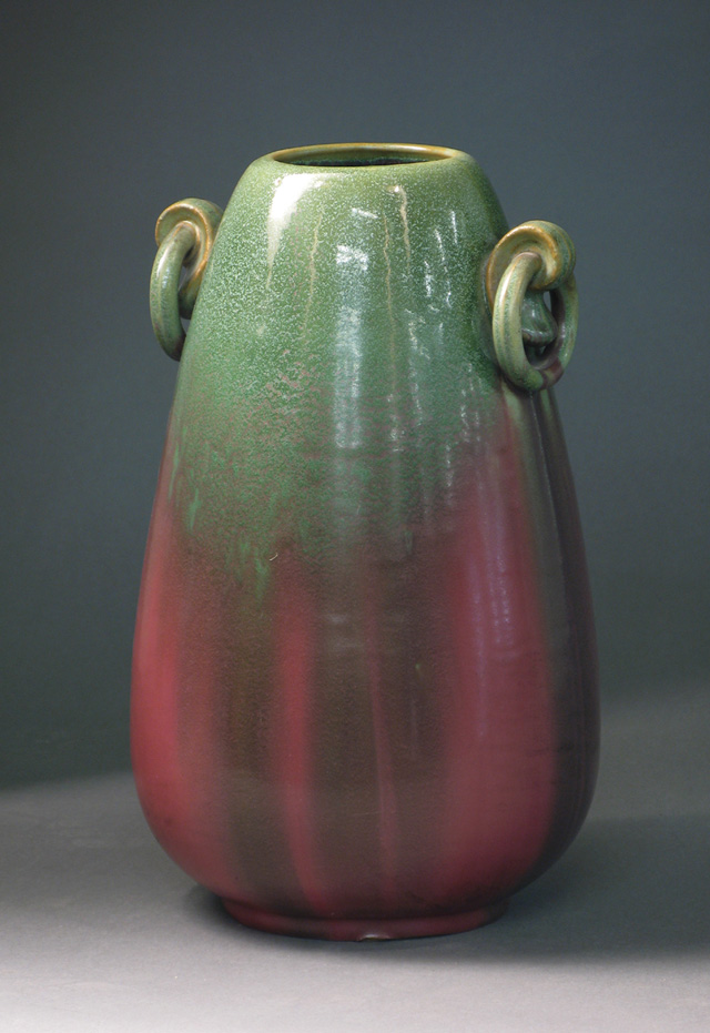 Appraisal: AMERICAN FULPER ART POTTERY VASE in green to rose flambe