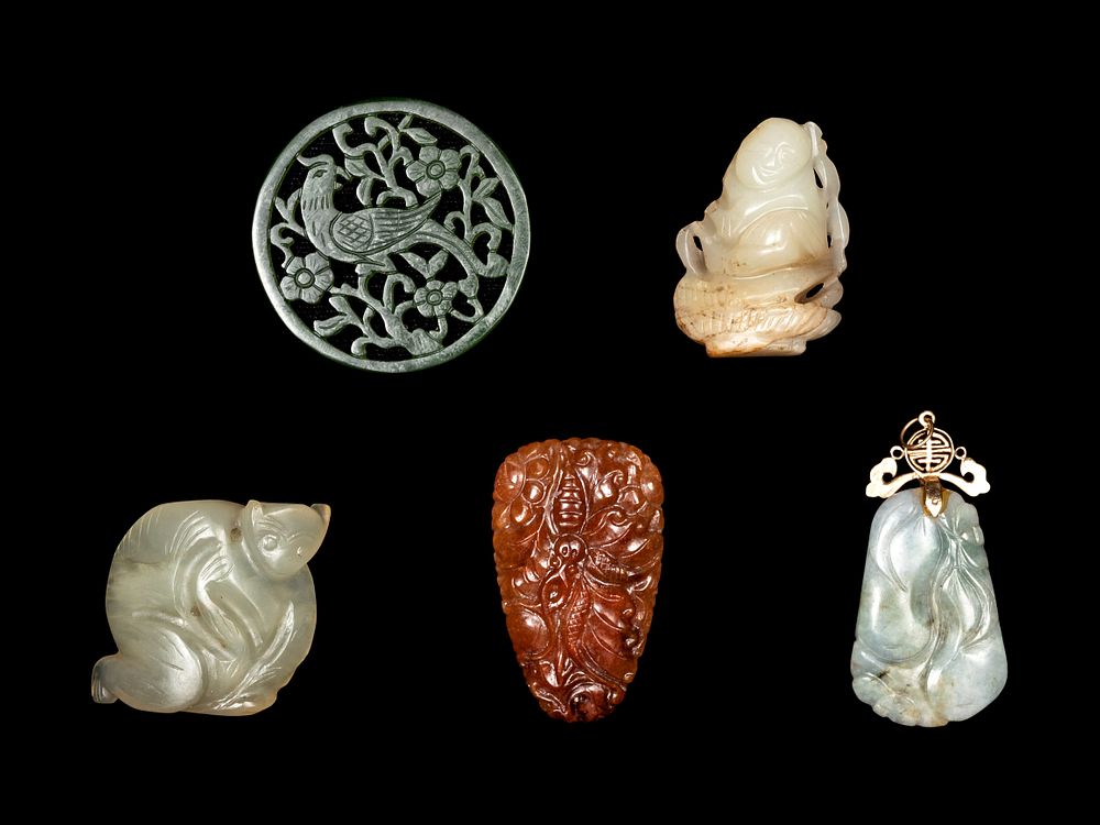 Appraisal: Five Chinese Hardstone Pendants Five Chinese Hardstone Pendants TH- TH