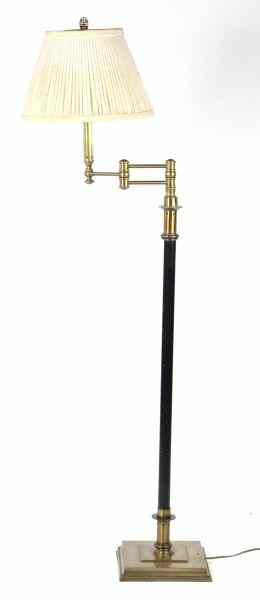 Appraisal: Colonial Style Floor Lampbrass with black shaft adjustable arm in