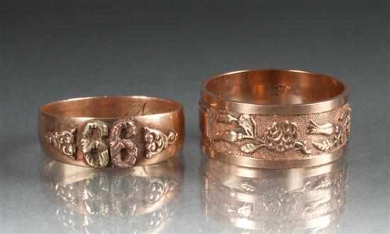 Appraisal: Two antique rose gold rings approximately grams total Estimate -