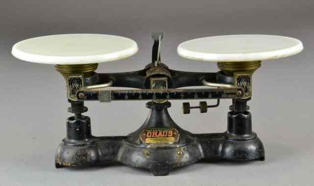 Appraisal: Ohaus kg Cast Iron Glass ScaleBlack cast iron balance scale