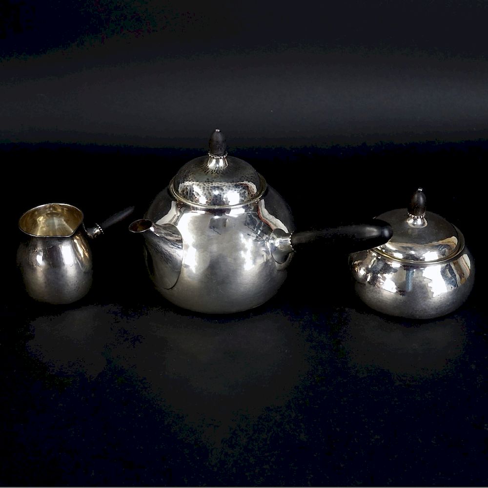 Appraisal: PC Georg Jensen Tea Set Three PC Georg Jensen Sterling