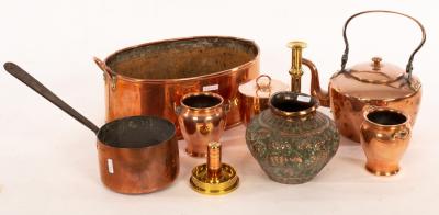 Appraisal: A copper kettle and cover cm high handle up an