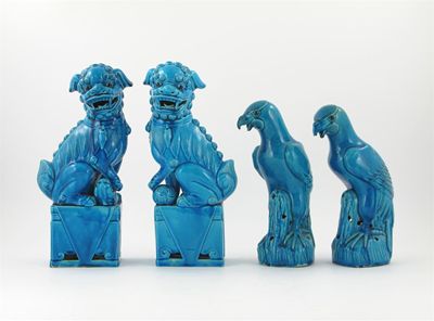 Appraisal: A pair of Chinese turquoise pottery Dogs of Fo cm