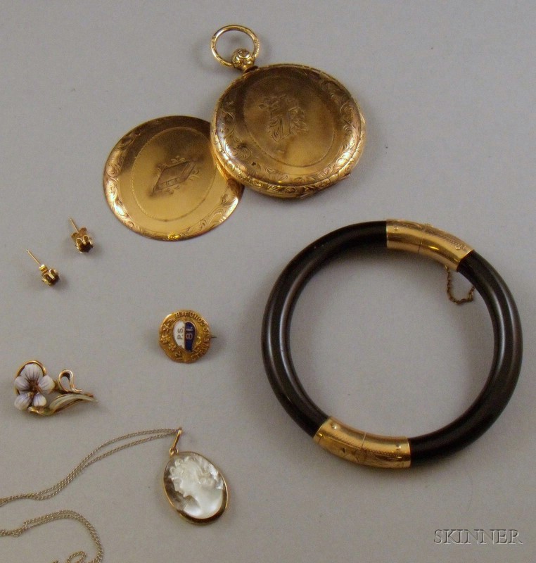 Appraisal: Small Group of Gold Estate Jewelry including a pocket watch