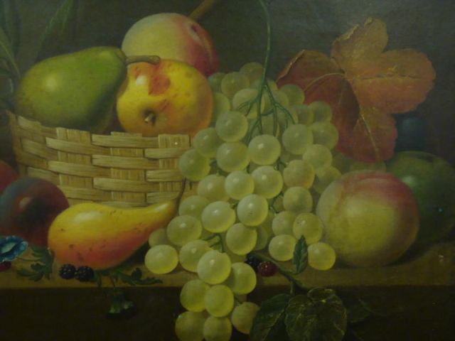 Appraisal: Unsigned th C American Still Life of Fruit Bears Doll