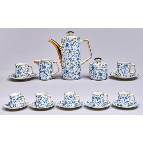 Appraisal: A Continental porcelain coffee service th c decorated with blue