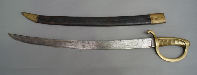 Appraisal: A French Infantry sabre inch curved single edged blade cast