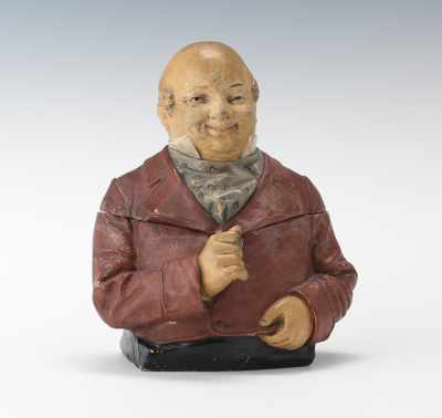 Appraisal: A Johann Maresch Waist-up Figural Humidor of Ascot Man Pottery