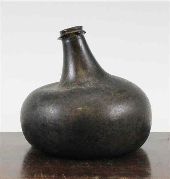 Appraisal: A black glass wine bottle c of squat small onion