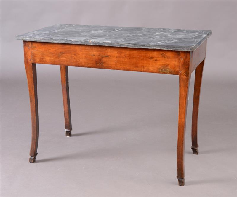 Appraisal: ITALIAN NEOCLASSICAL WALNUT CONSOLE TABLE The rectangular grey marble top