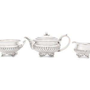 Appraisal: An George III Silver Three-Piece Tea Service Various makers London