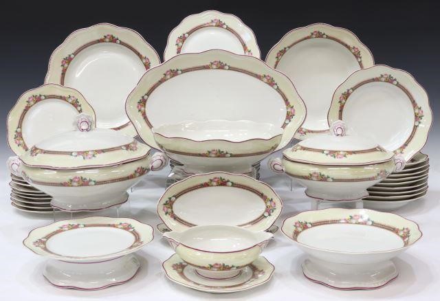 Appraisal: lot of French porcelain dinner service floral border with pink