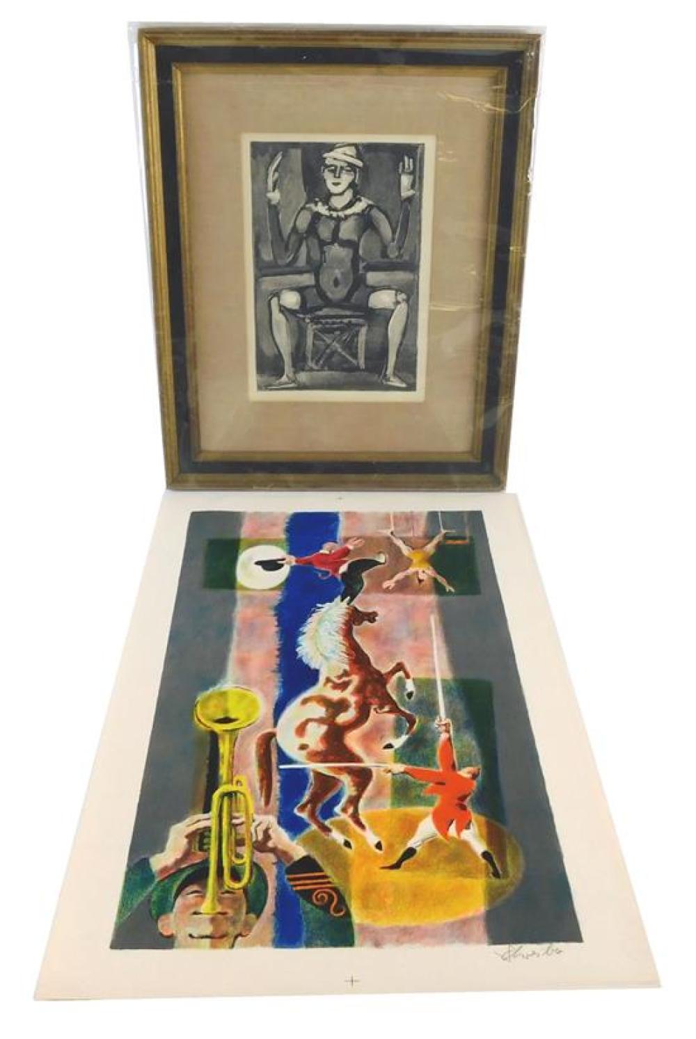 Appraisal: Two th C works on paper circus themed including Georges