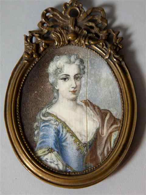 Appraisal: PORTRAIT OF A LADY Watercolor on ivory x in Framed