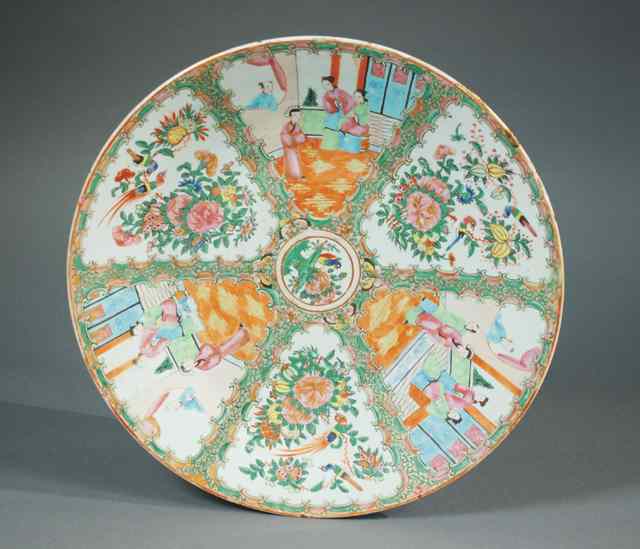 Appraisal: CHINESE ROSE CANTON MANDARIN PORCELAIN BOWL of shallow round form