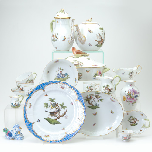 Appraisal: HEREND CHINA Assembled collection of Rothschild pattern porcelain printed and