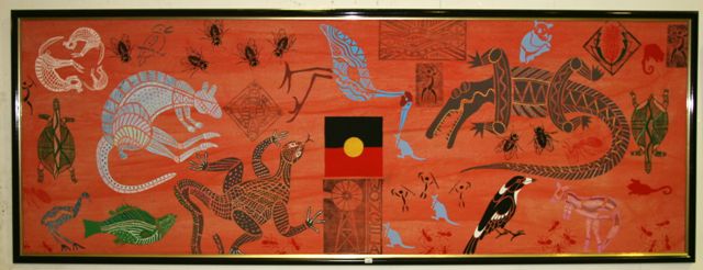 Appraisal: Unknown Aboriginal Artist Gilganda shearers silkscreen and hand painting on