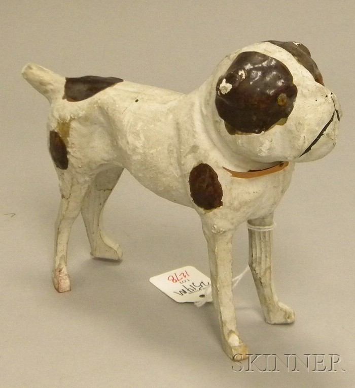 Appraisal: Painted Composition Boston Terrier Figure with Glass Eyes ht lg