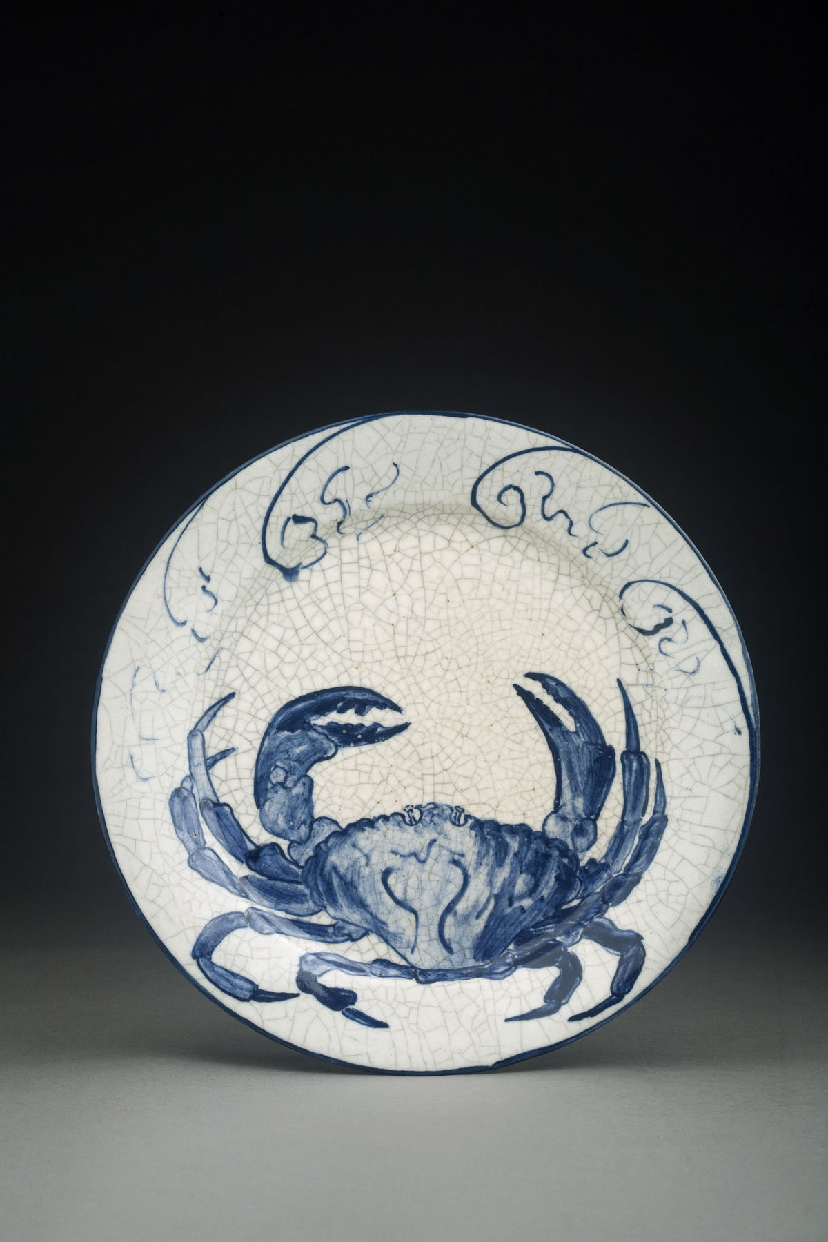 Appraisal: DEDHAM POTTERY 'CRAB' PATTERN PLATE Asymmetrically painted in medium and