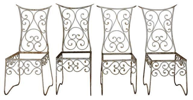 Appraisal: lot of French white painted iron patio garden chairs th