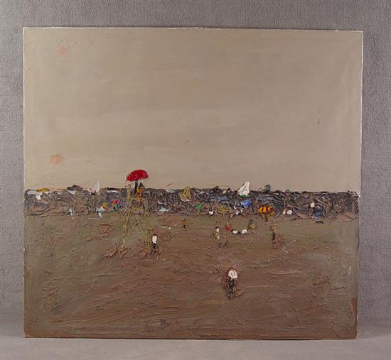 Appraisal: Ted Turner American - Oil on canvas Beach scene with