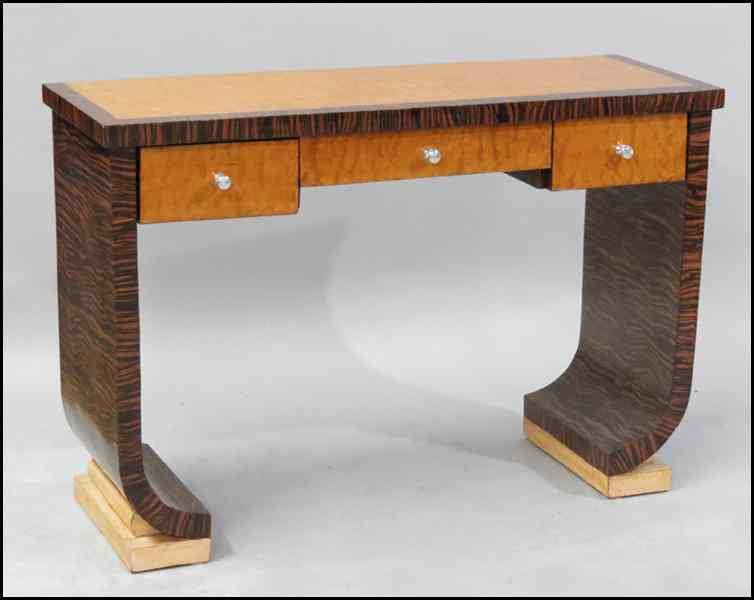 Appraisal: ART DECO BIRD'S EYE MAPLE AND MACASSAR CONSOLE TABLE With