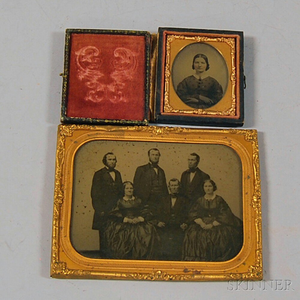 Appraisal: Half-plate Ambrotype Portrait of the Ballou Family and a Sixth-plate