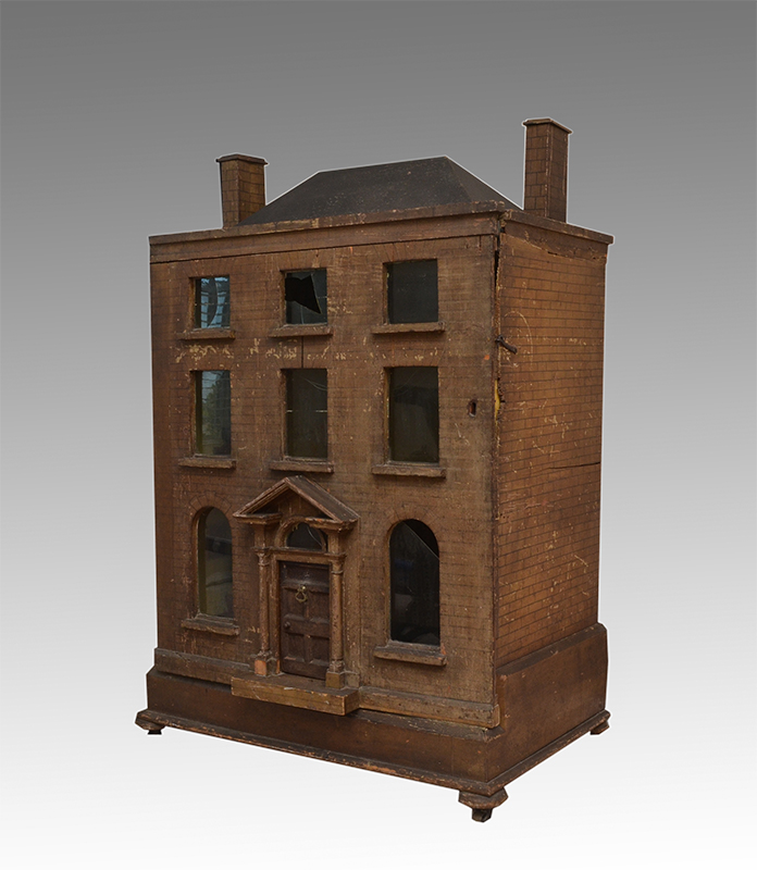 Appraisal: LARGE VICTORIAN BRICK DOLL HOUSE MANSION Full length single front